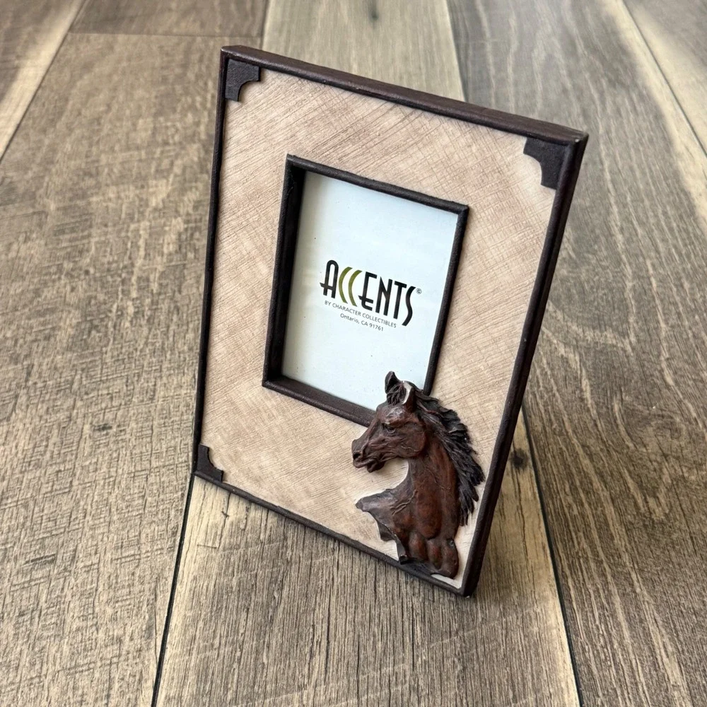 Vintage 1999 Accents Horse Head 3D Picture Frame Brown Western Rustic 5x7